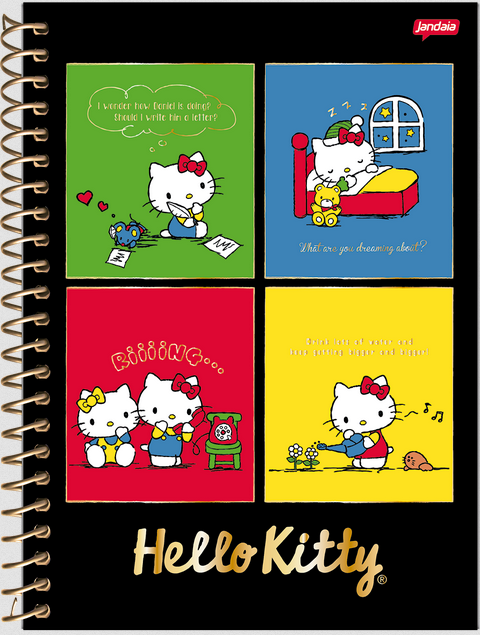 Caderno Espiral Colegial Hello Kitty 1 Mat. Capa Dura 80F UN - Jandaia